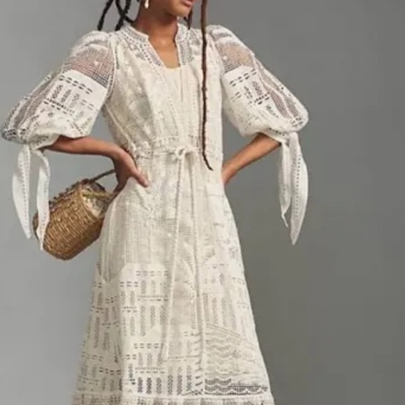 FARM Rio Dresses & Skirts - FARM Rio White Morada Boa Guipure Lace Maxi Dress